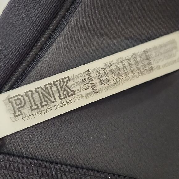 VICTORIA'S SECRET PINK  Black Halter Bikini Swim Summer Top Padded Cups Large - Picture 4 of 9